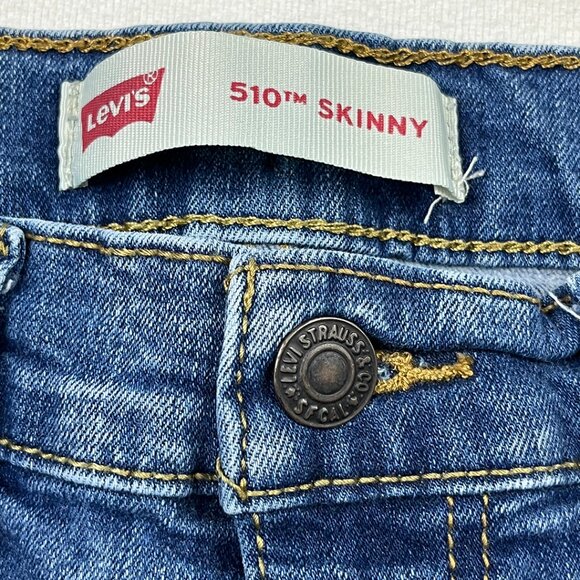 Levi's 510 Skinny Blue Jeans Size 16 Reg 28x30 Stretch Denim Adjustable Boys Kid - Picture 4 of 16